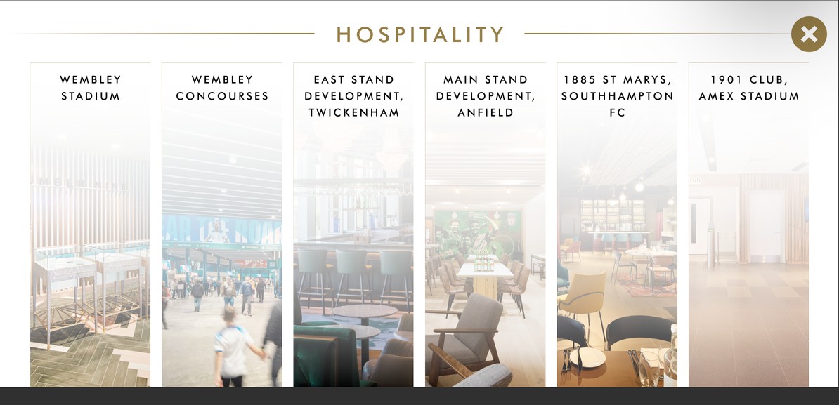 Hospitality page in KSS Gold and a white gradient